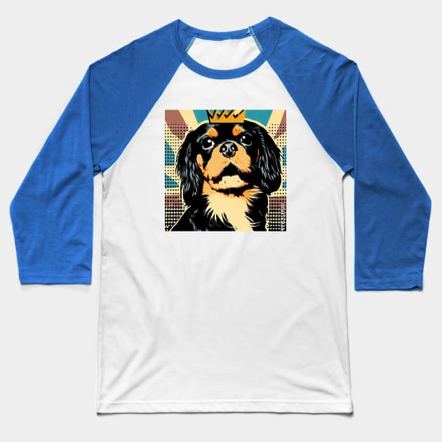 Cavalier King Charles Spaniel Pop Art Baseball T-Shirt by Sketchy